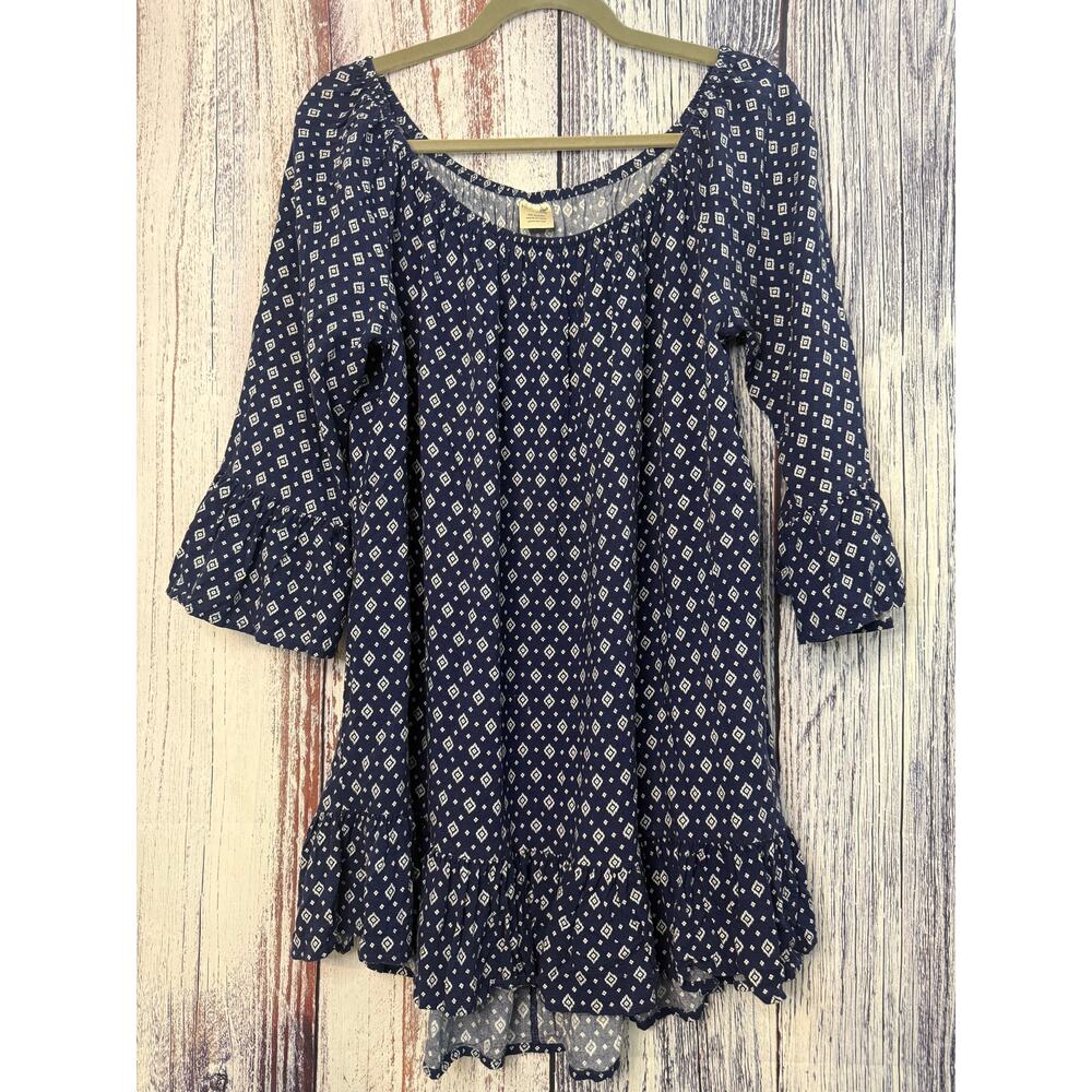 Terra & Sky Women's Navy & White Geometric Print Tunic 14W